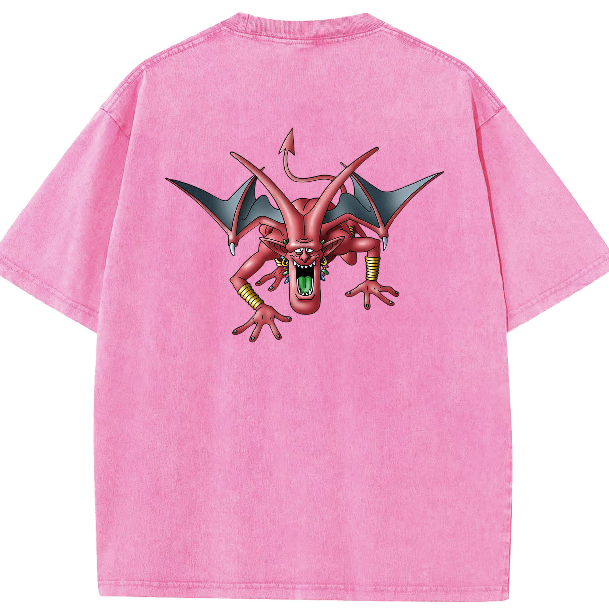 （画像用） ドラゴンクエスト Doragon Kuesuto Dragon Quest 綿100% ヴィンテージ風 半袖Tシャツ（背面プリント）